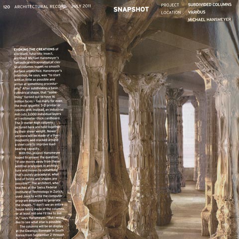 Architectural Record - Subdivided Columns - Michael Hansmeyer