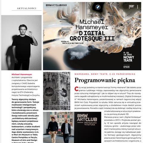 Salon Polityki - BMW Art Club - Digital Grotesque Michael Hansmeyer