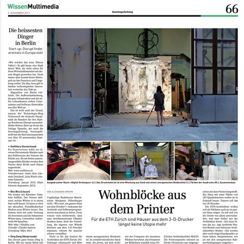 Sonntagszeitung - Digital Grotesque - Wohnblöcke aus dem Printer